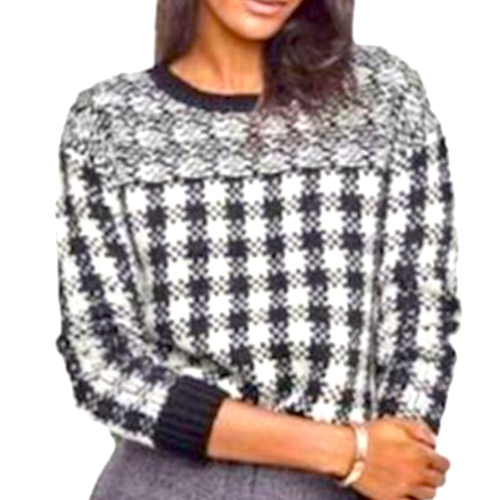Ann taylor sweater houndstooth wool blend sweater